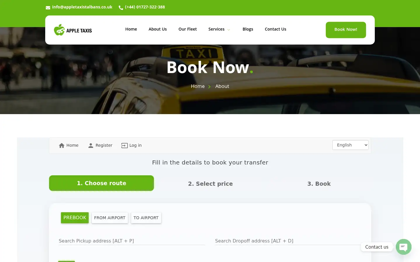 Screenshot of appletaxistalbans.co.uk