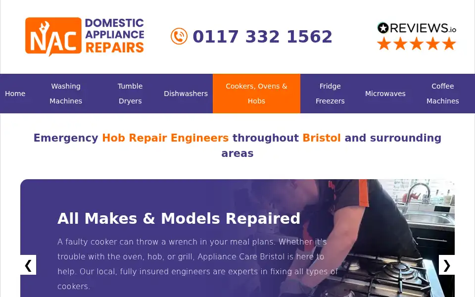 Screenshot of appliancecare-bristol.co.uk