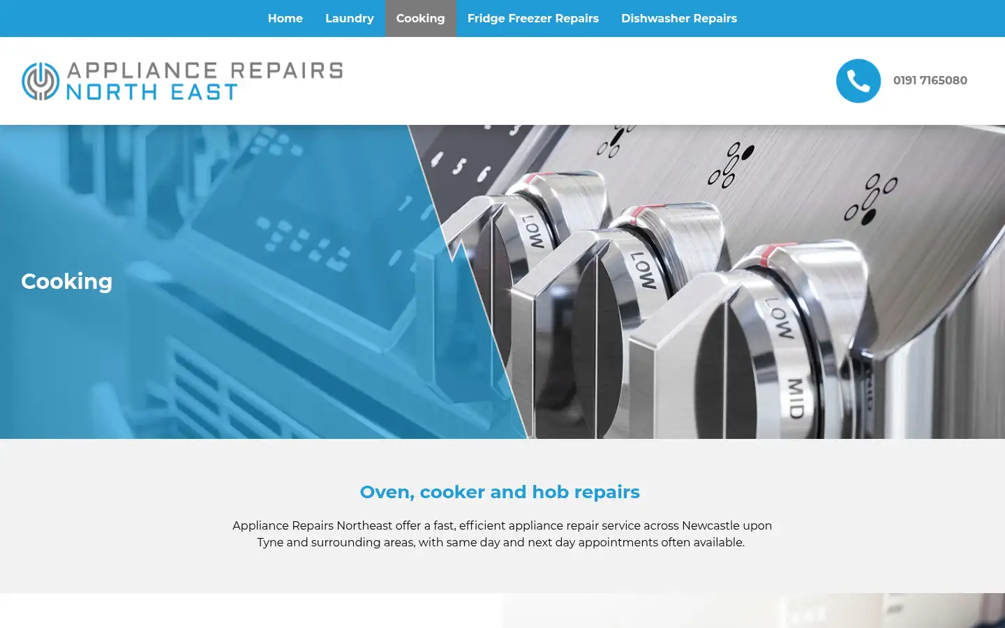 Screenshot of appliancerepairsne.com