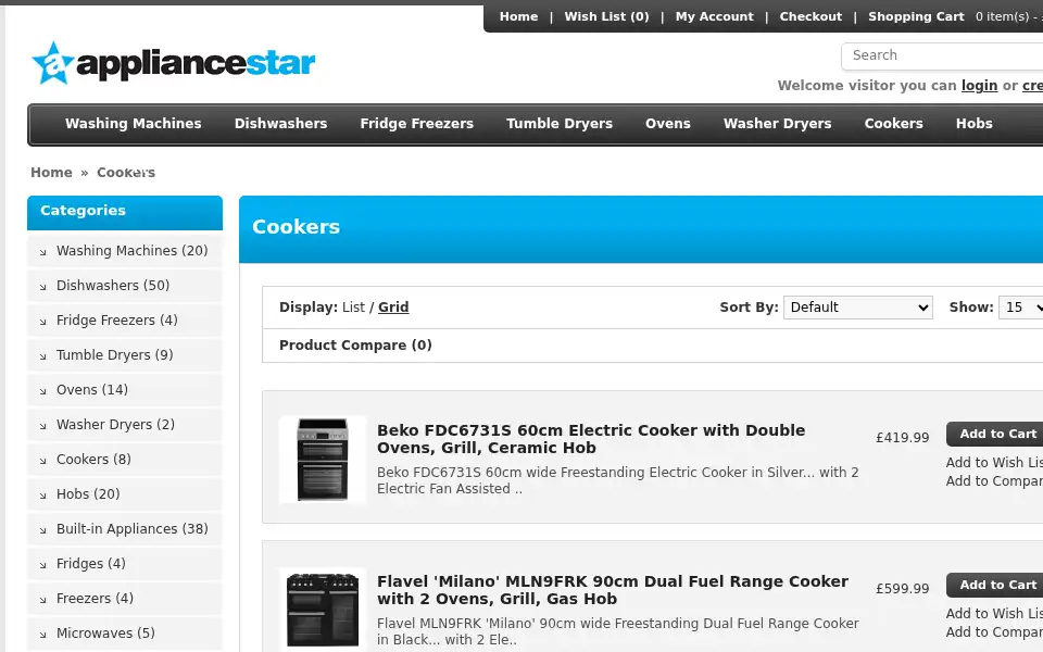 Screenshot of appliancestar.co.uk
