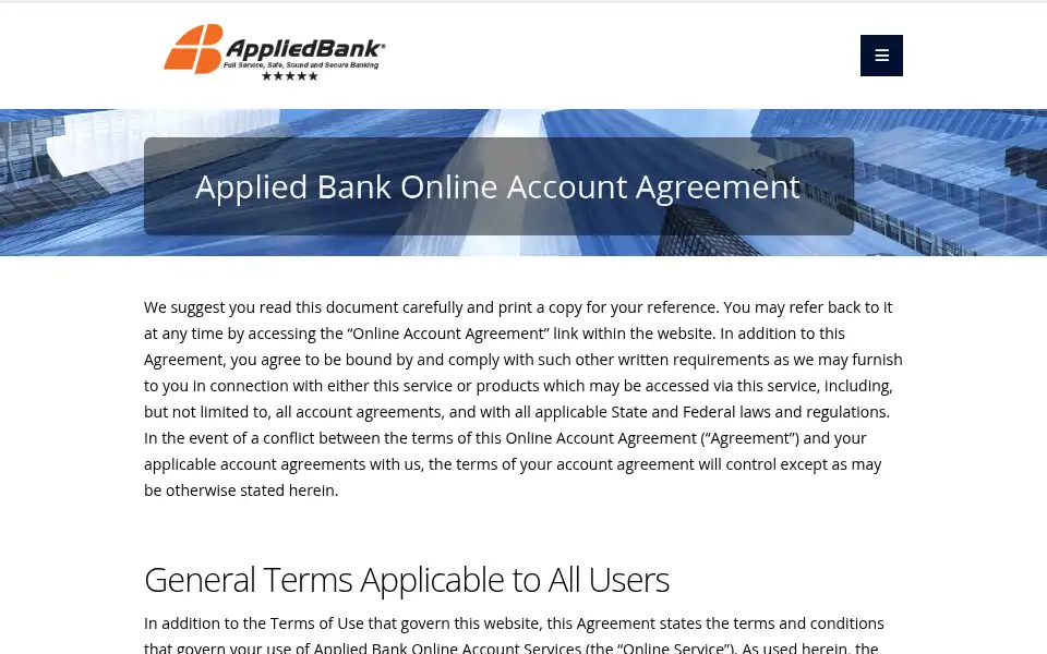 Screenshot of appliedbank.com