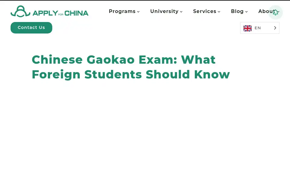 Screenshot of applyforchina.com