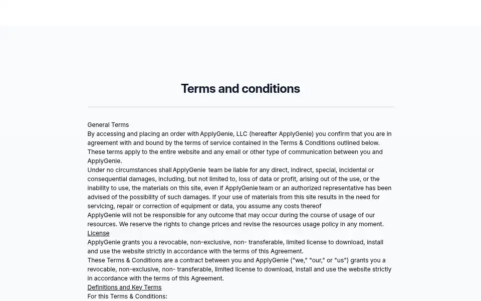 Screenshot of applygenie.ai