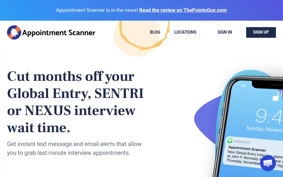 Screenshot of appointmentscanner.com