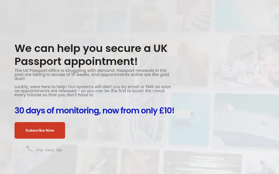 Screenshot of appointmentwatcher.co.uk