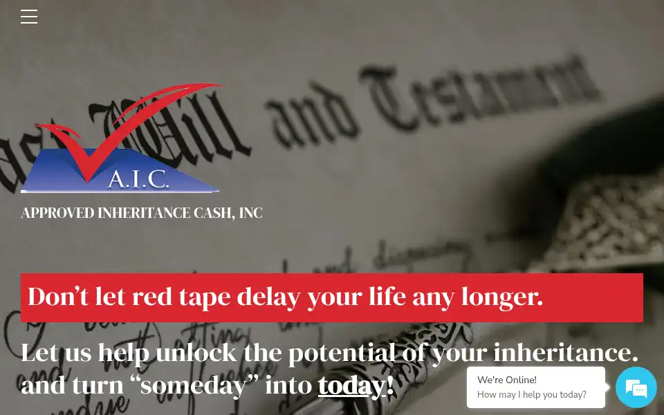 Screenshot of approvedinheritancecash.com