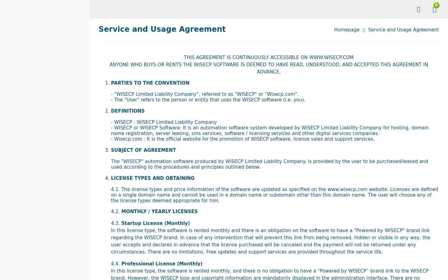 Screenshot of apps.wisecp.com