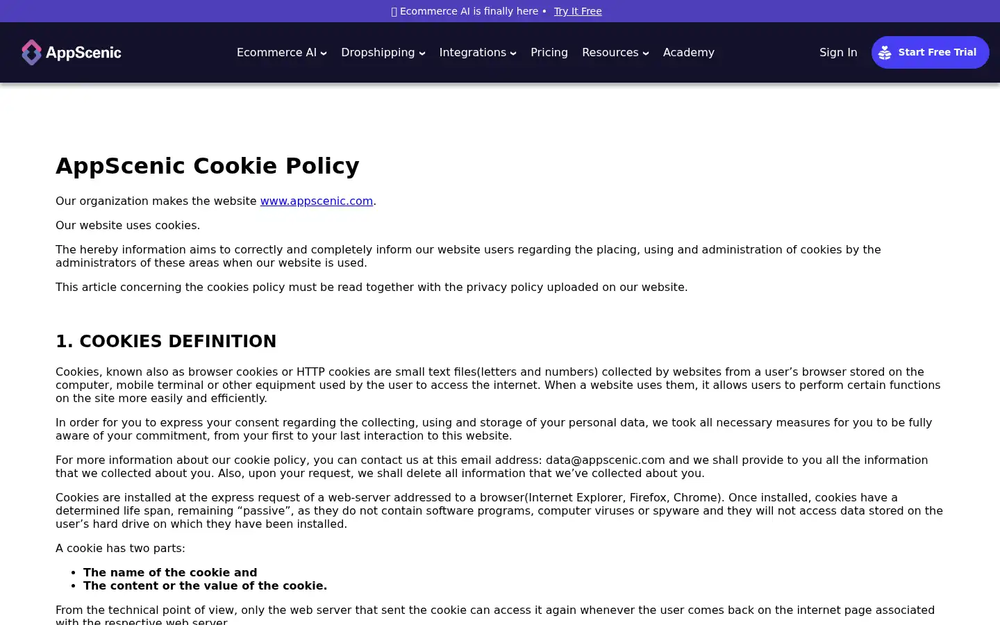 Screenshot of appscenic.com