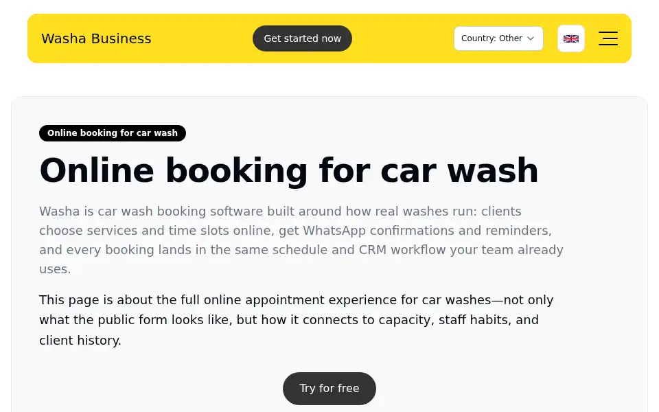 Screenshot of appwasha.com
