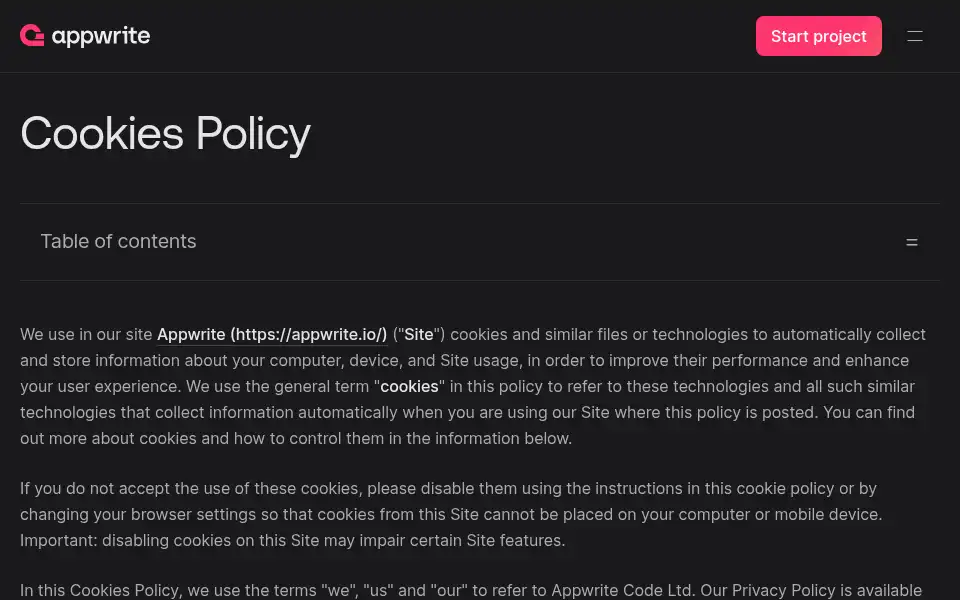 Screenshot of appwrite.io
