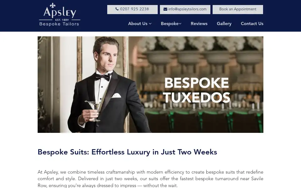 Screenshot of apsleytailors.com