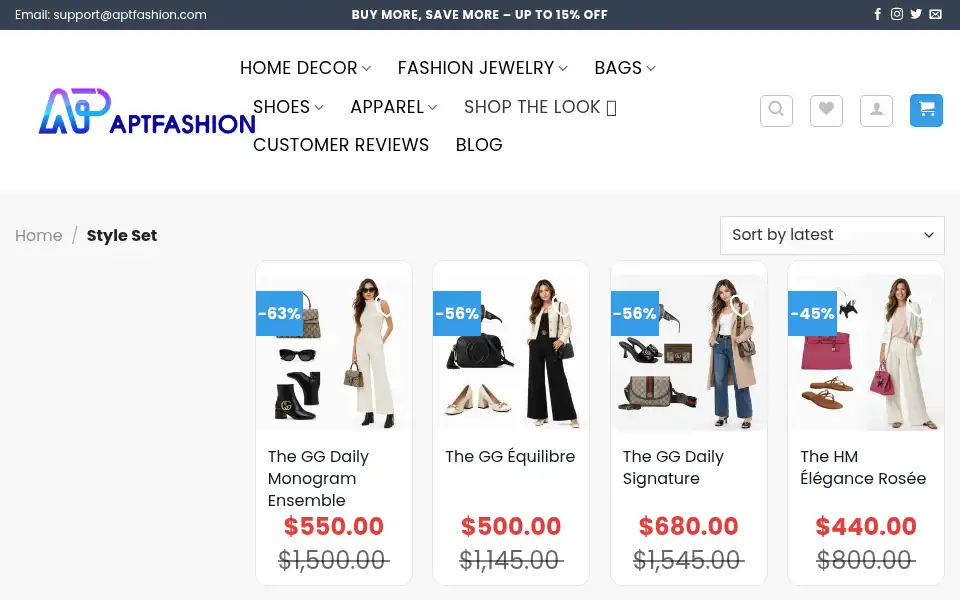 Screenshot of aptfashion.com