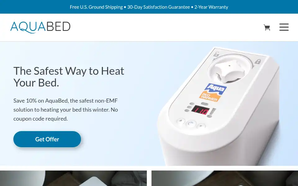 Screenshot of aquabedwarmer.com