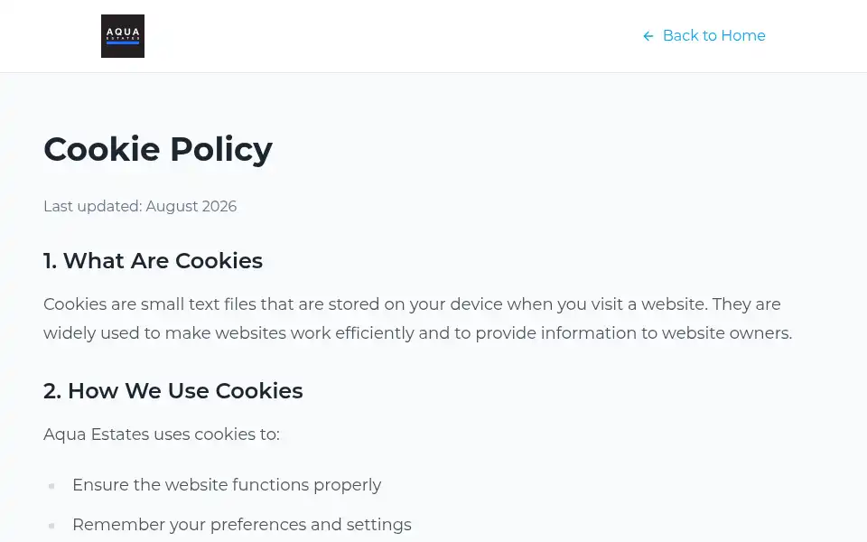 Screenshot of aquaestates.com