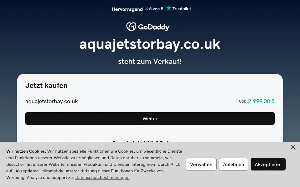 Screenshot of aquajetstorbay.co.uk