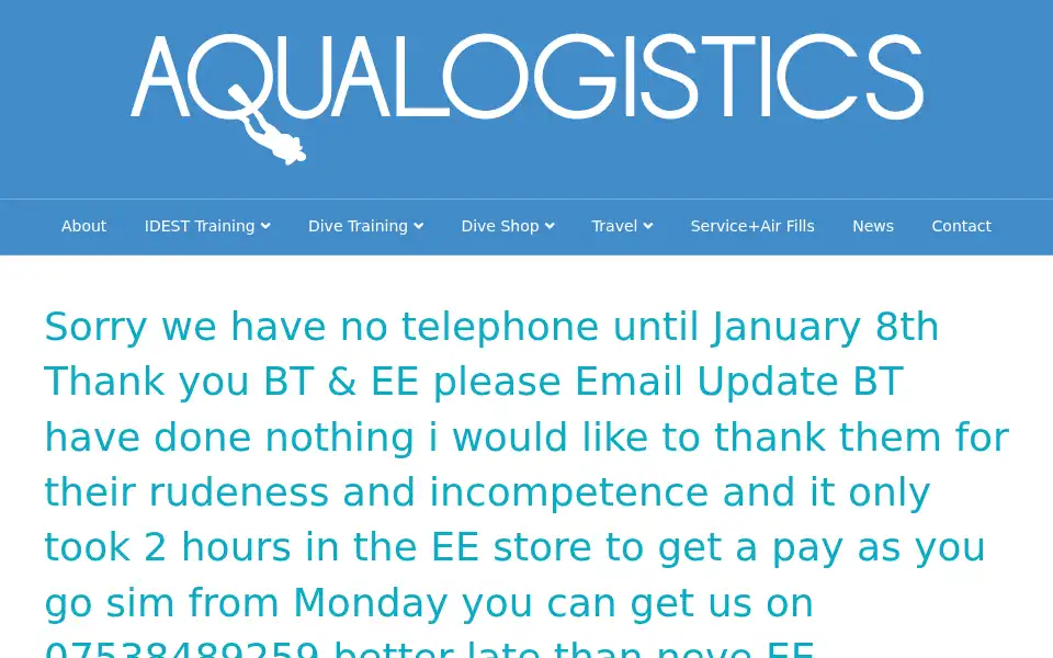 Screenshot of aqualogistics.co.uk