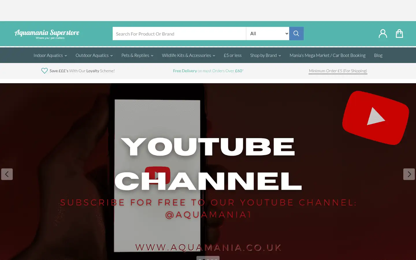 Screenshot of aquamania.co.uk