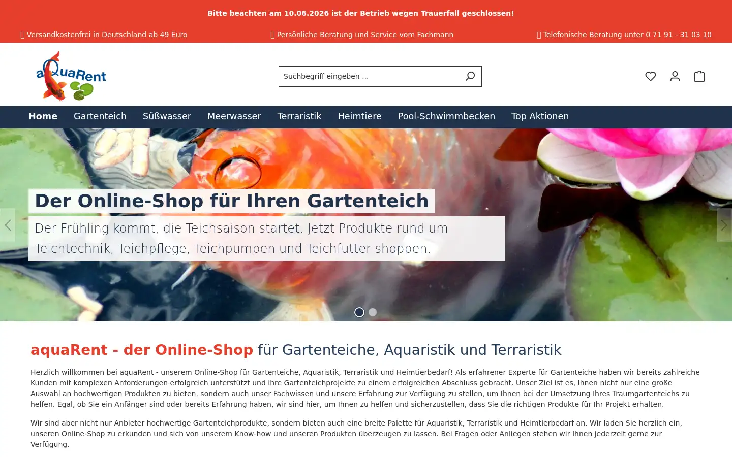 Screenshot of aquarent.info