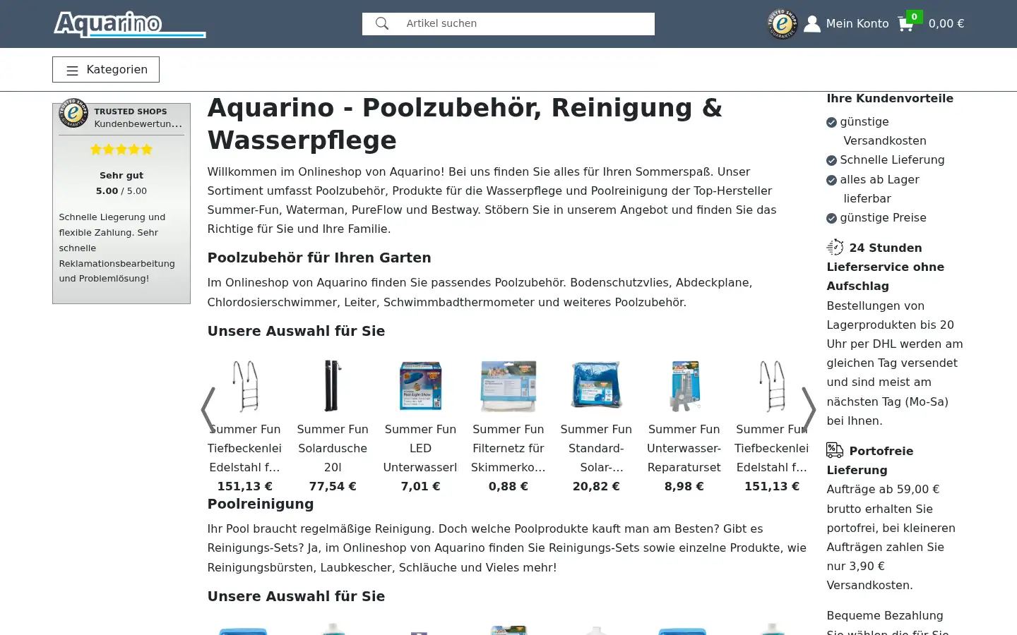 Screenshot of aquarino.de