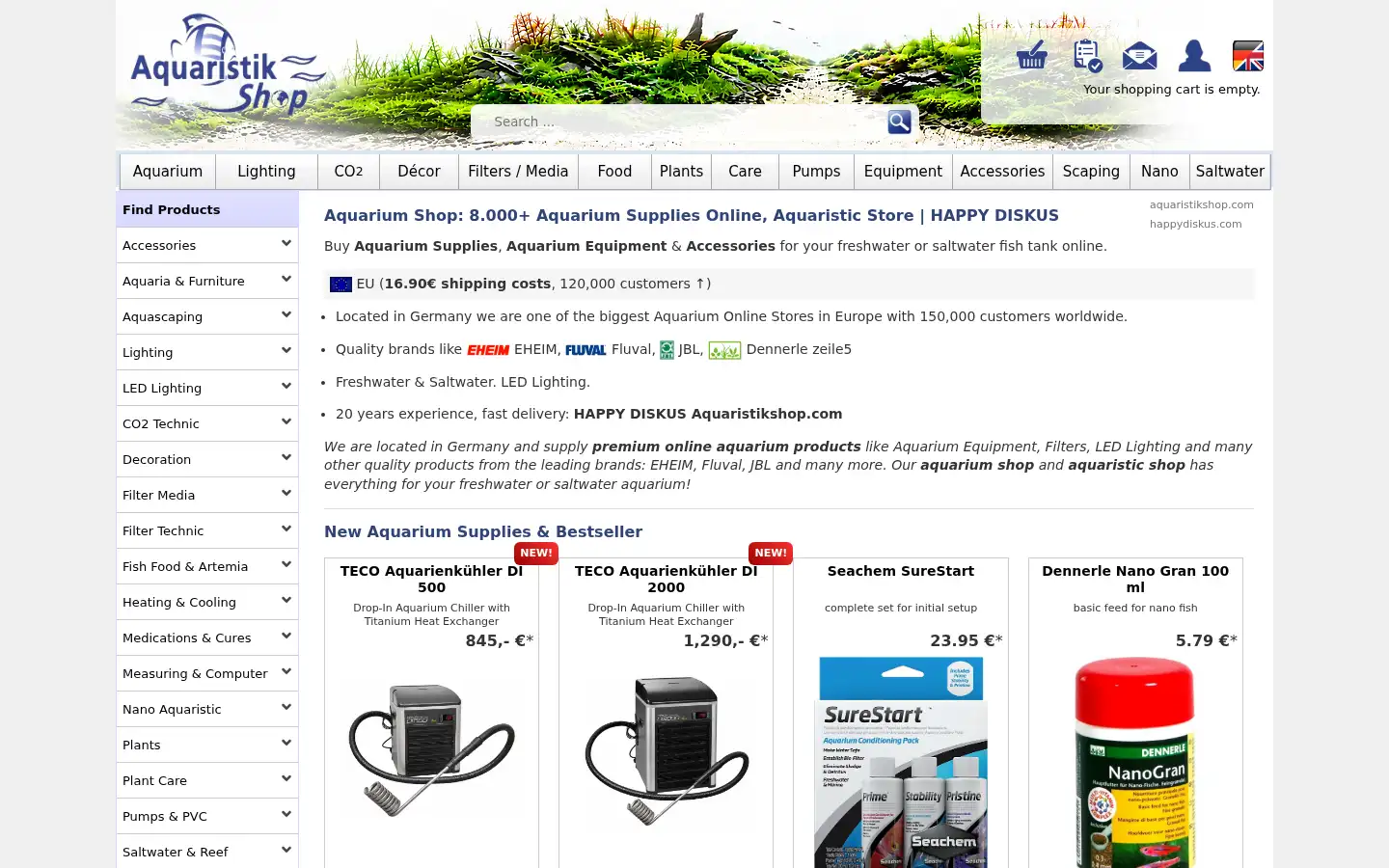 Screenshot of aquaristikshop.de