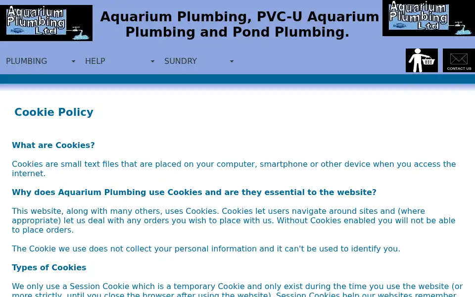 Screenshot of aquariumplumbing.co.uk