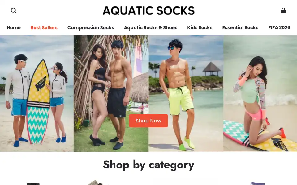 Screenshot of aquaticsocks.com