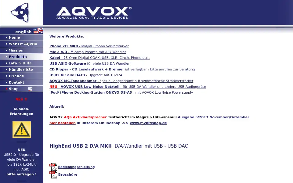Screenshot of aqvox.de
