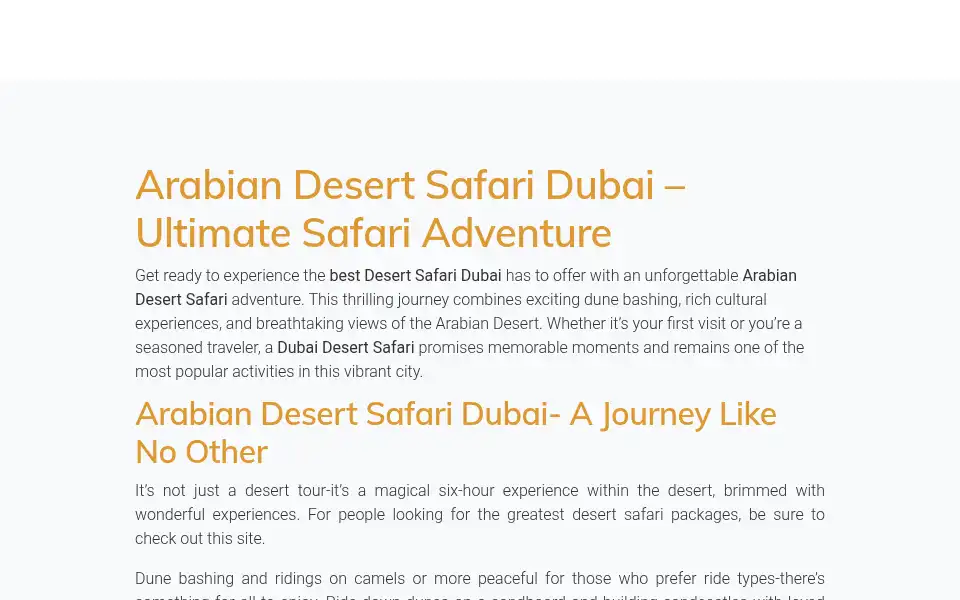 Screenshot of arabiandesertsafari.com