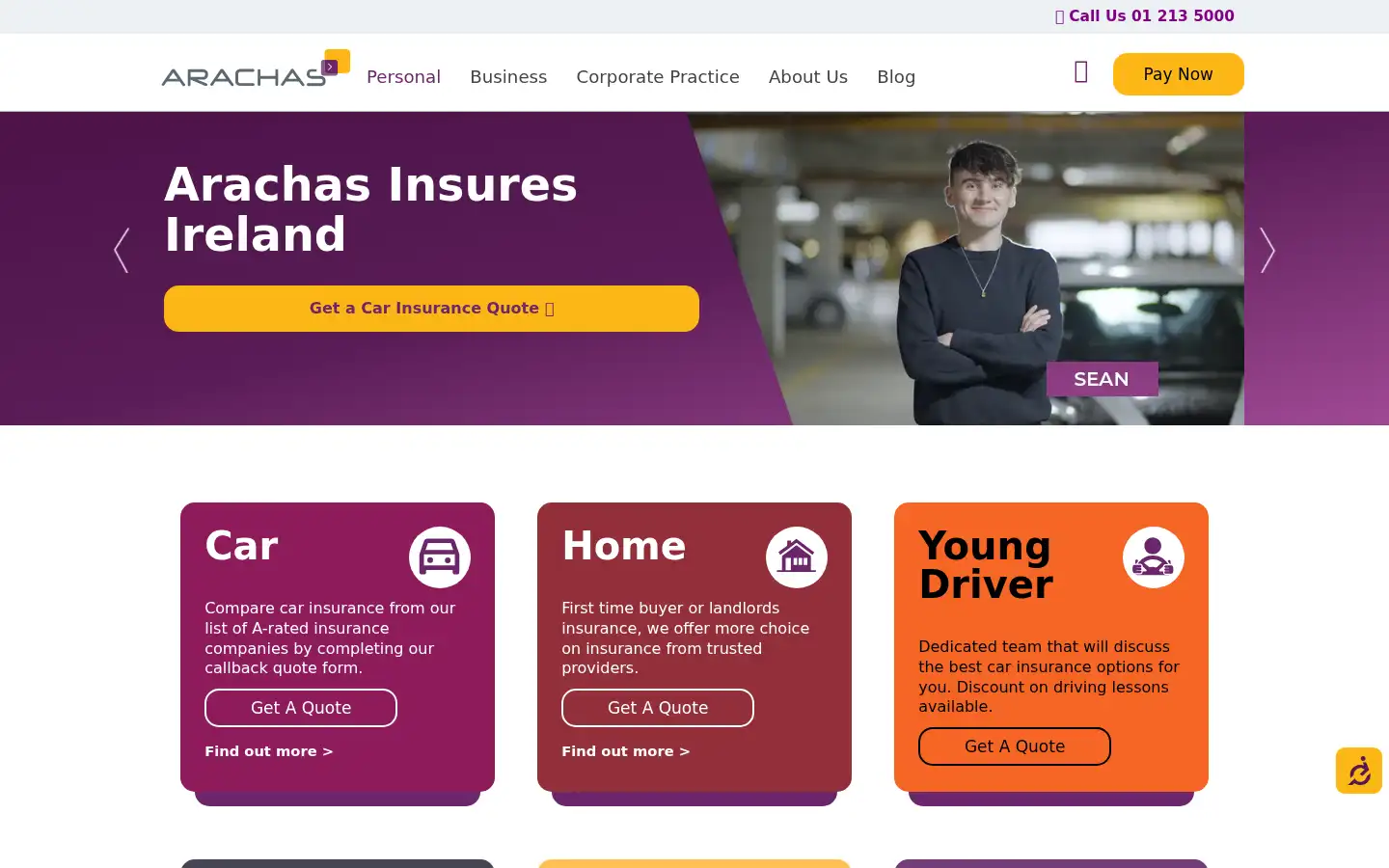 Screenshot of arachas.ie