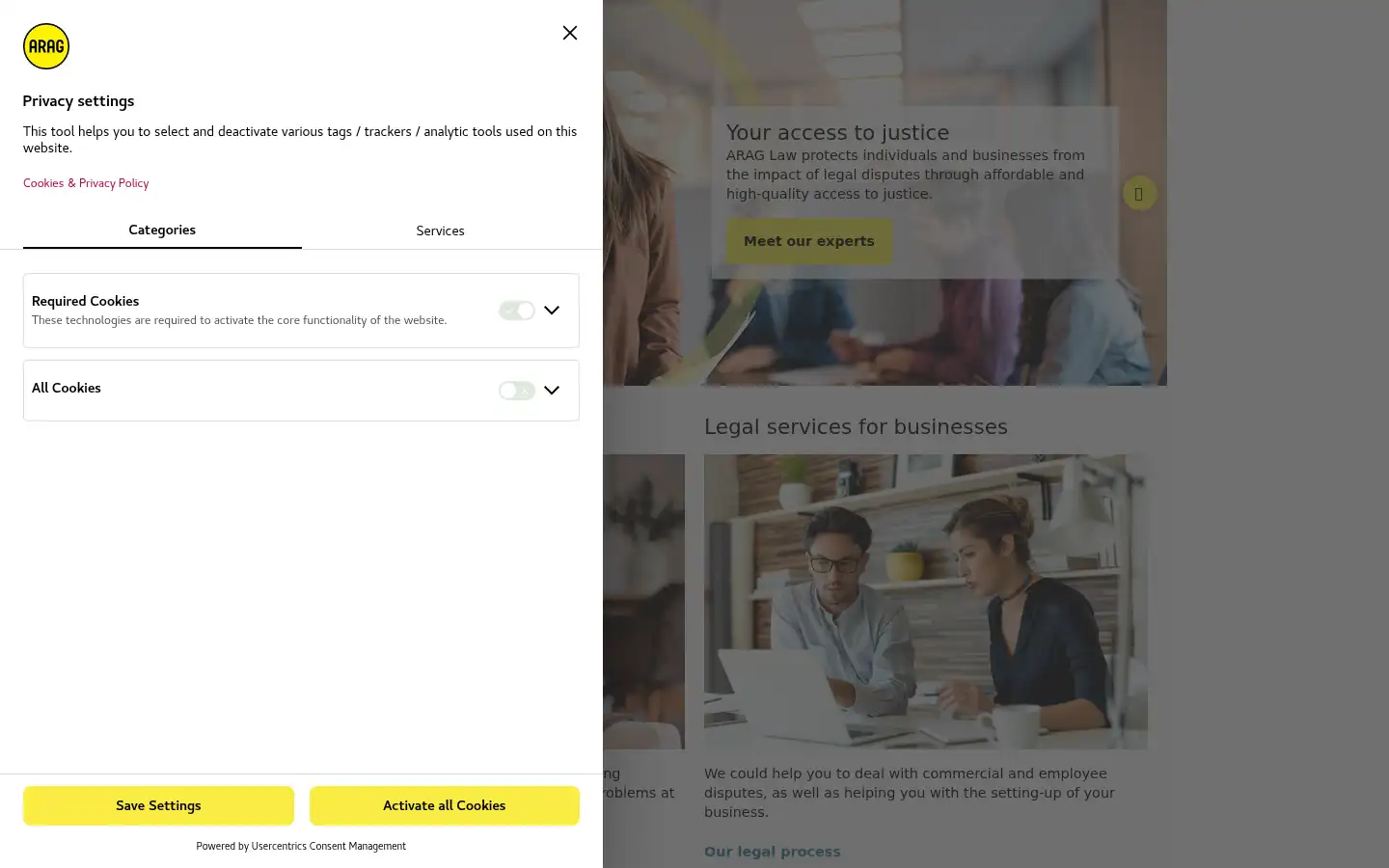 Screenshot of araglaw.co.uk
