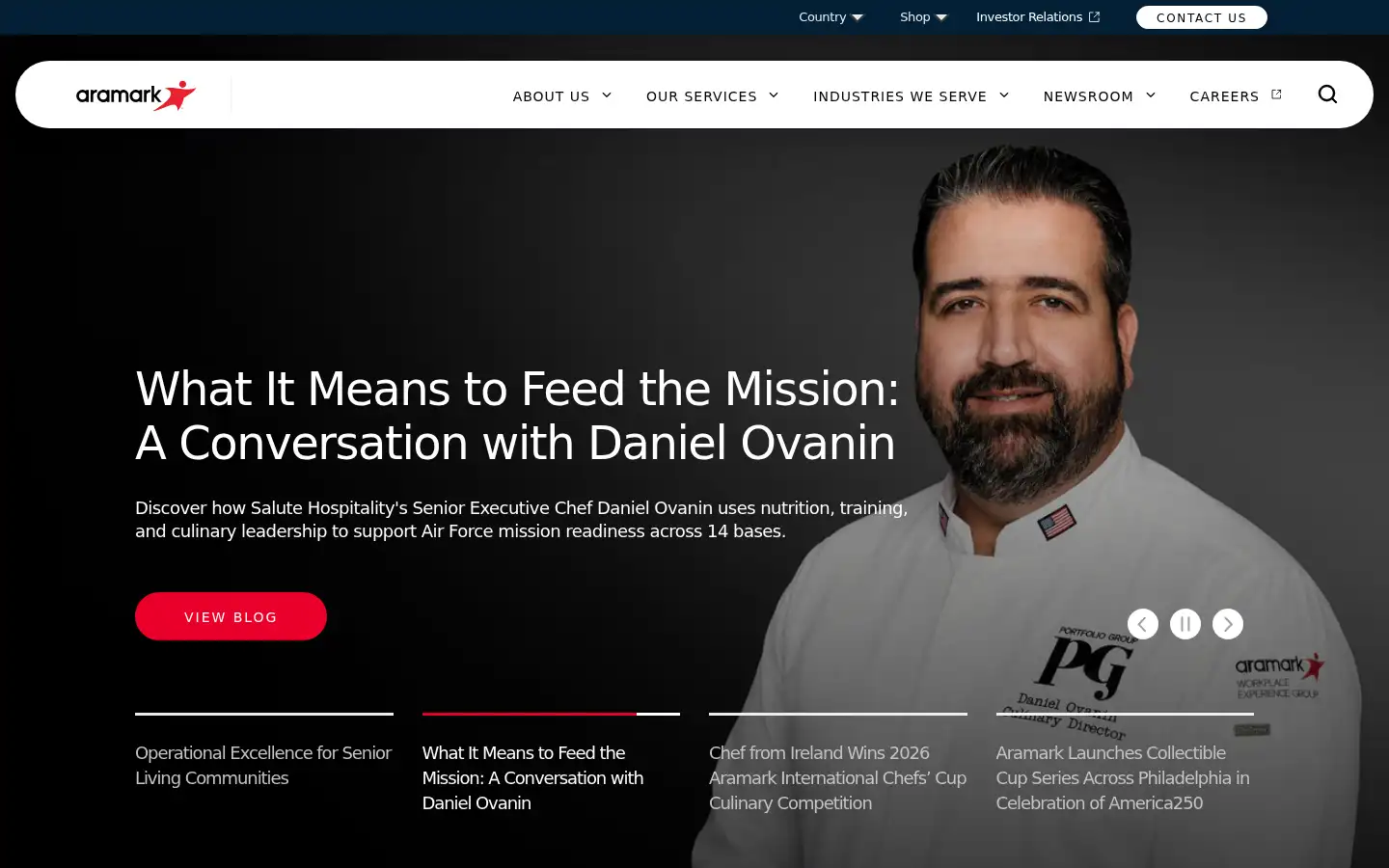 Screenshot of aramark.com
