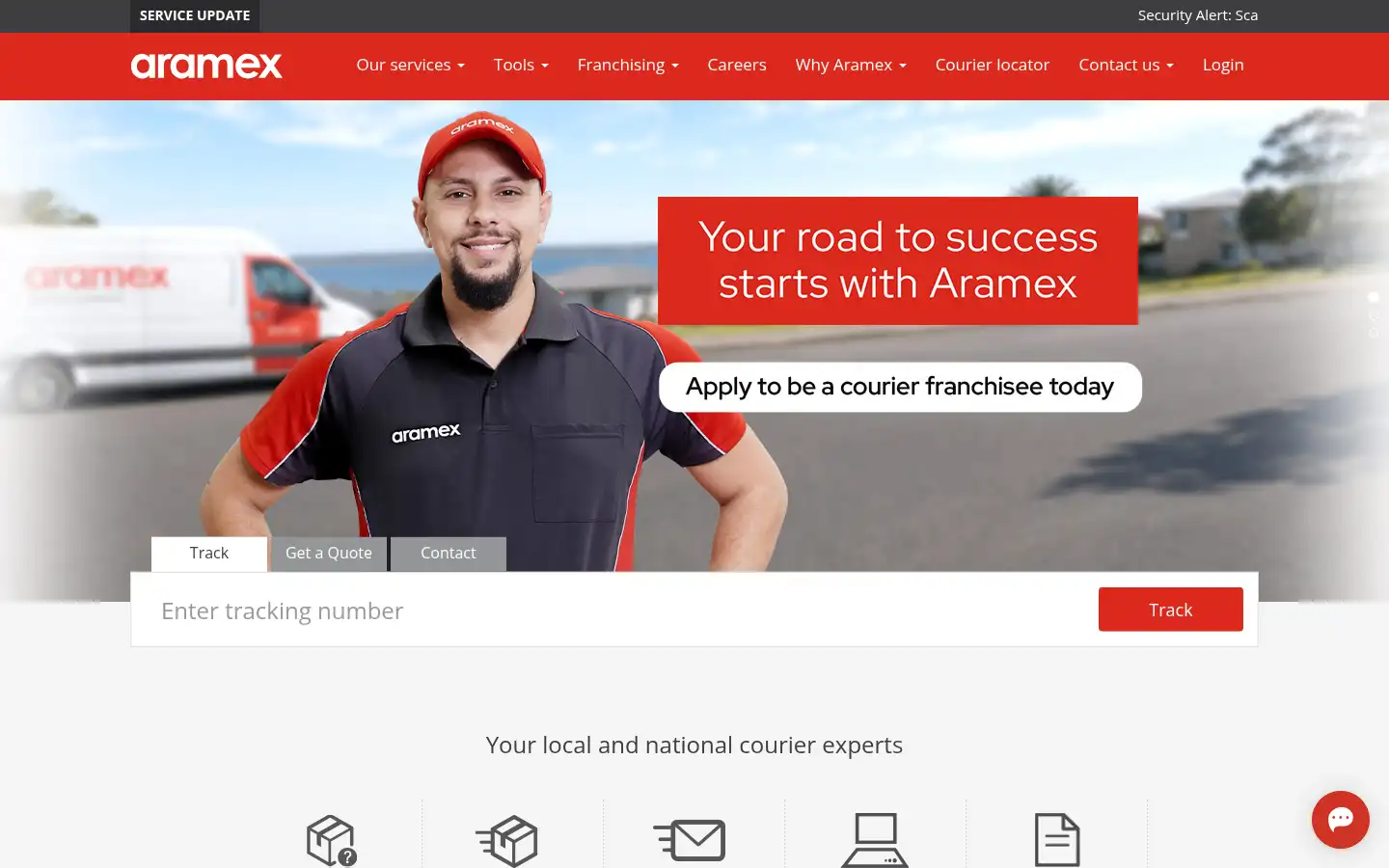 Screenshot of aramex.com.au