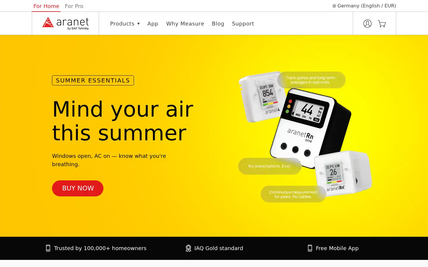 Screenshot of aranet.com