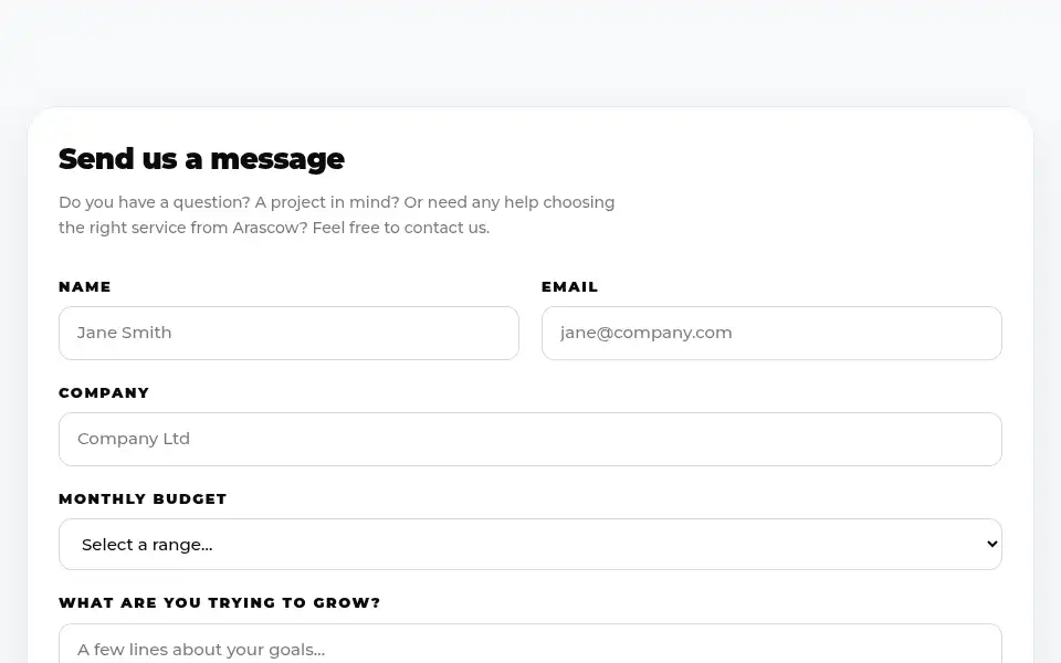 Screenshot of arascow.com