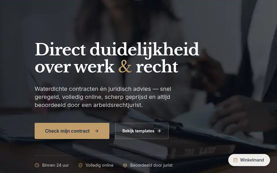 Screenshot of arbeidsrechtdirect.nl