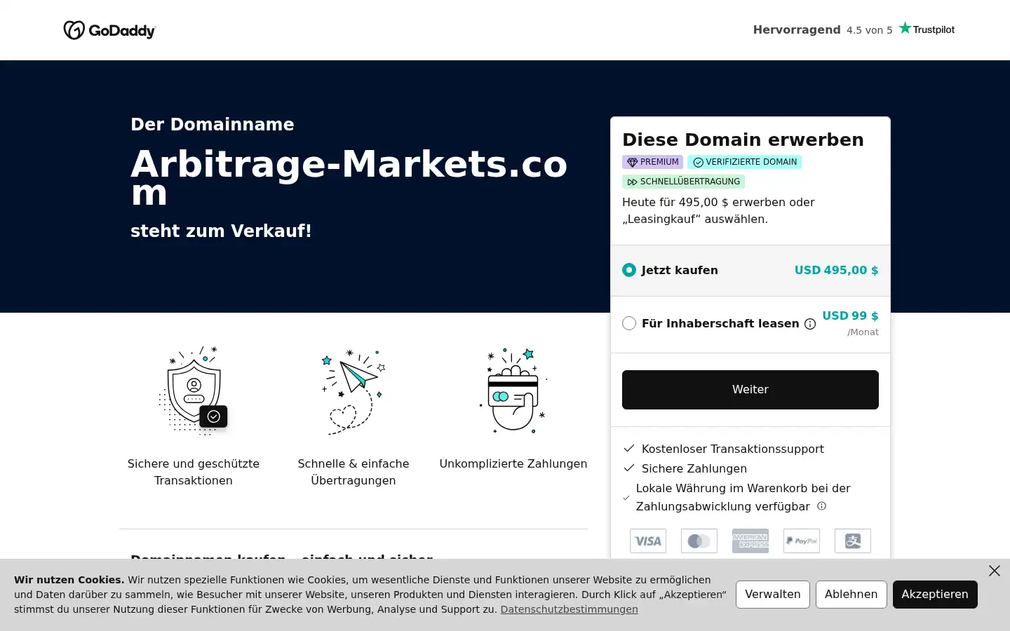 Screenshot of arbitrage-markets.com
