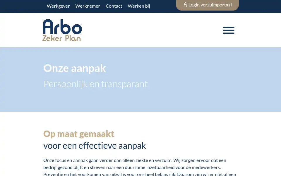 Screenshot of arbozekerplan.nl