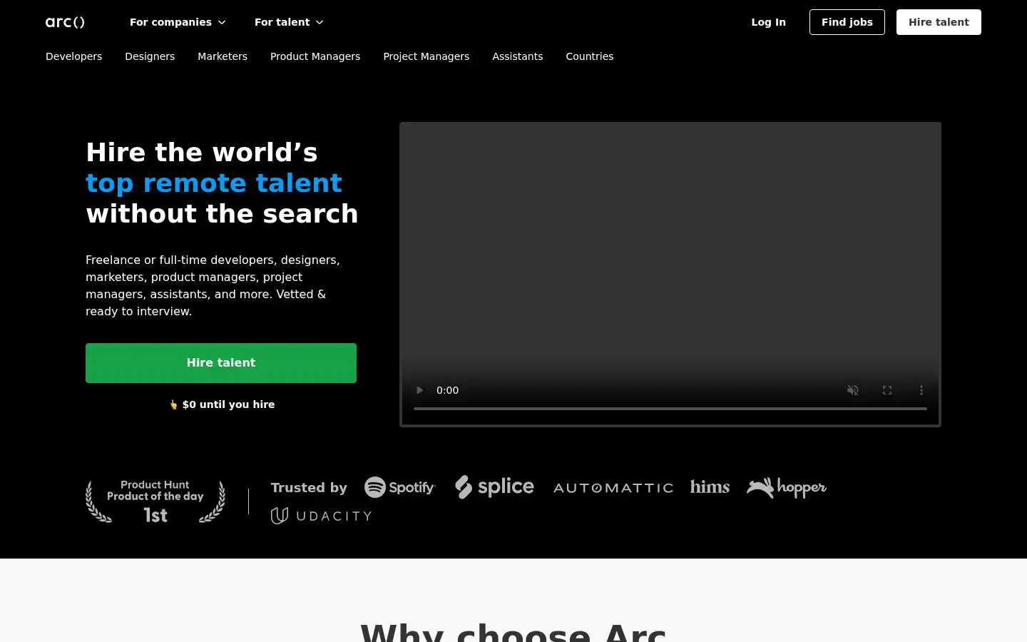 Screenshot of arc.dev