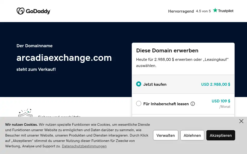 Screenshot of arcadiaexchange.com