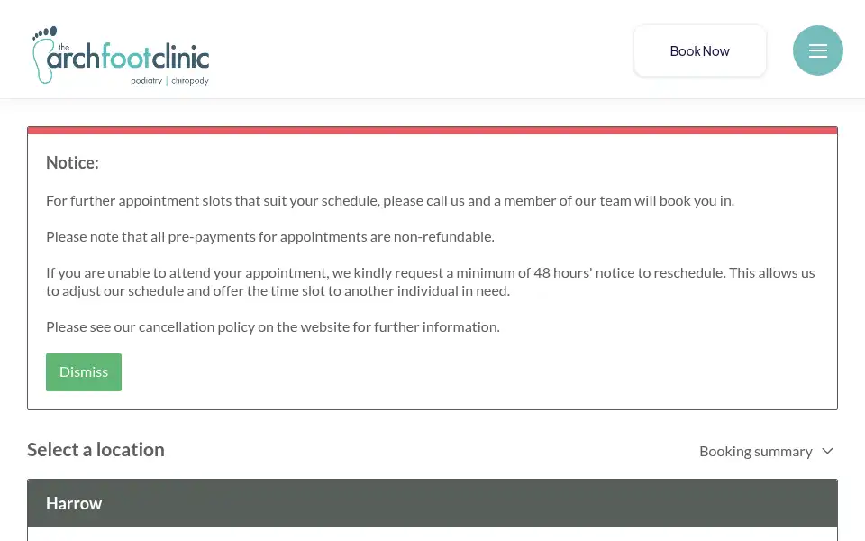 Screenshot of archfootclinic.com