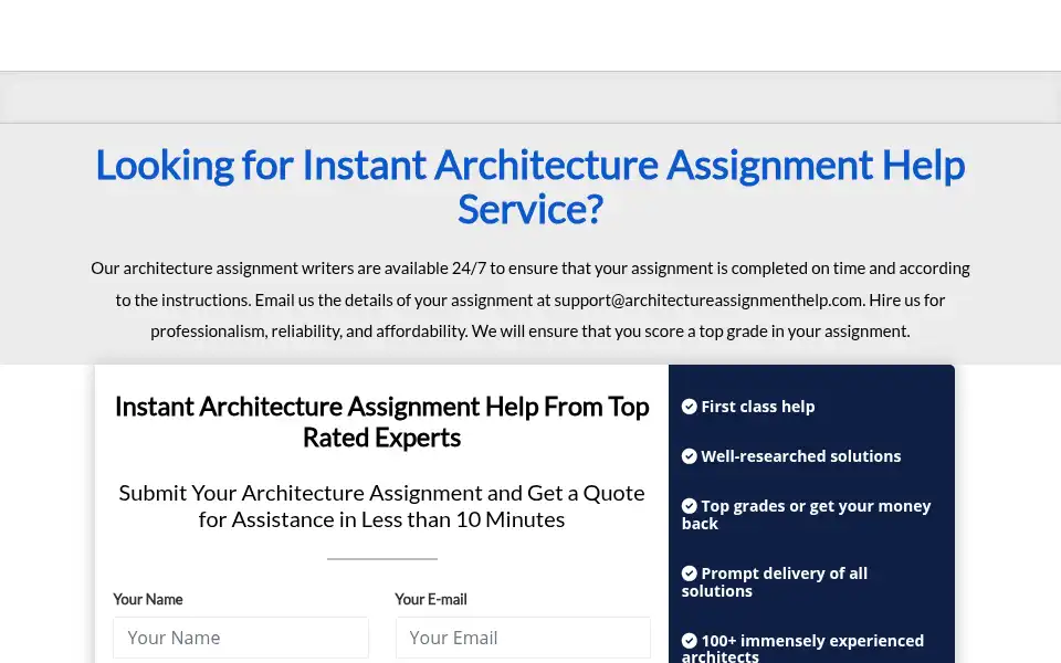 Screenshot of architectureassignmenthelp.com