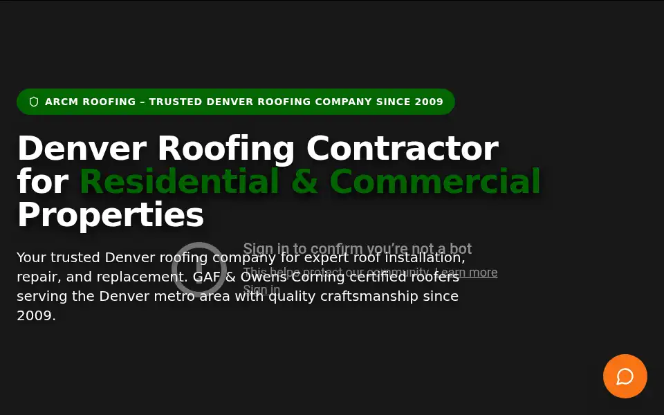 Screenshot of arcmroofing.com
