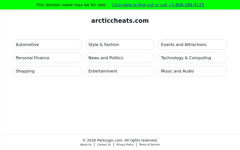 Screenshot of arcticcheats.com