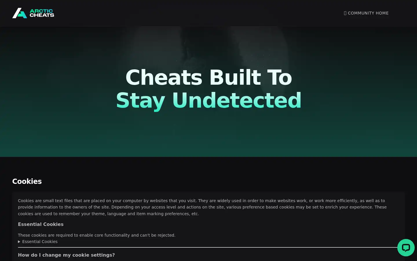 Screenshot of arcticcheats.wtf