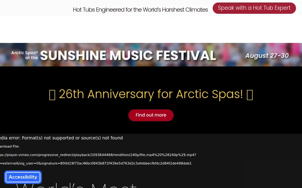 Screenshot of arcticspas.co.uk