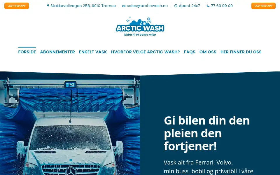 Screenshot of arcticwash.no