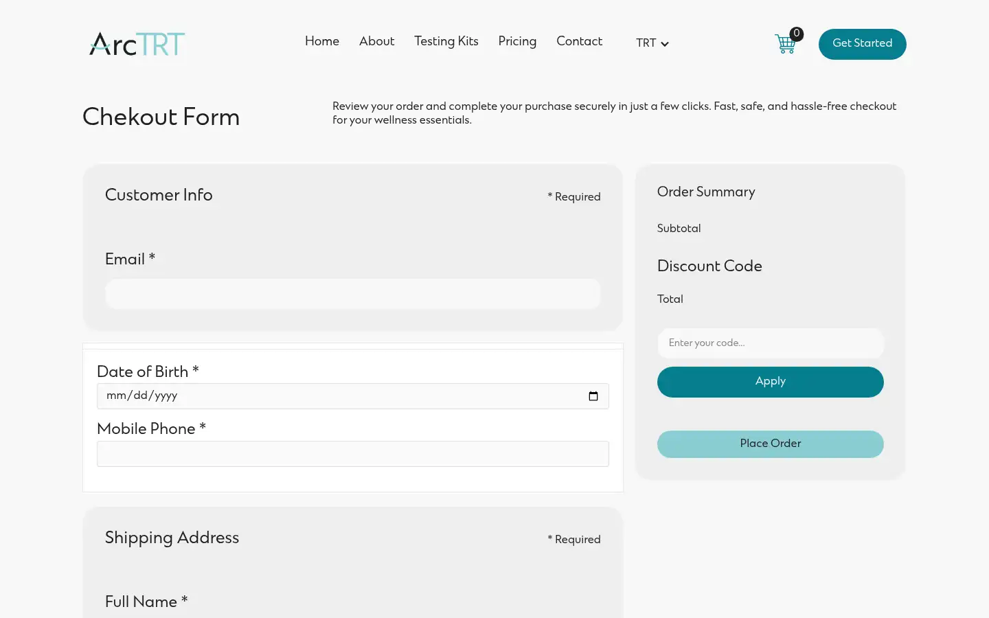 Screenshot of arctrt.co.uk