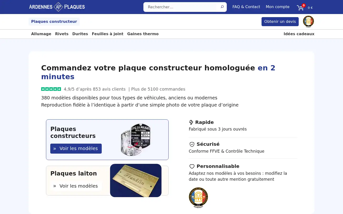 Screenshot of ardennes-plaques.fr