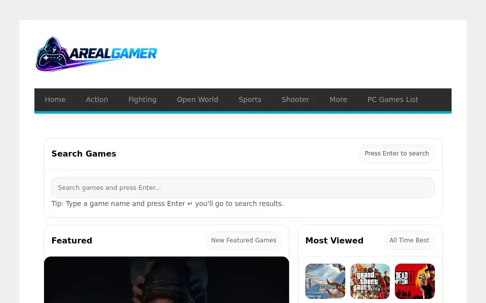 Screenshot of arealgamer.org