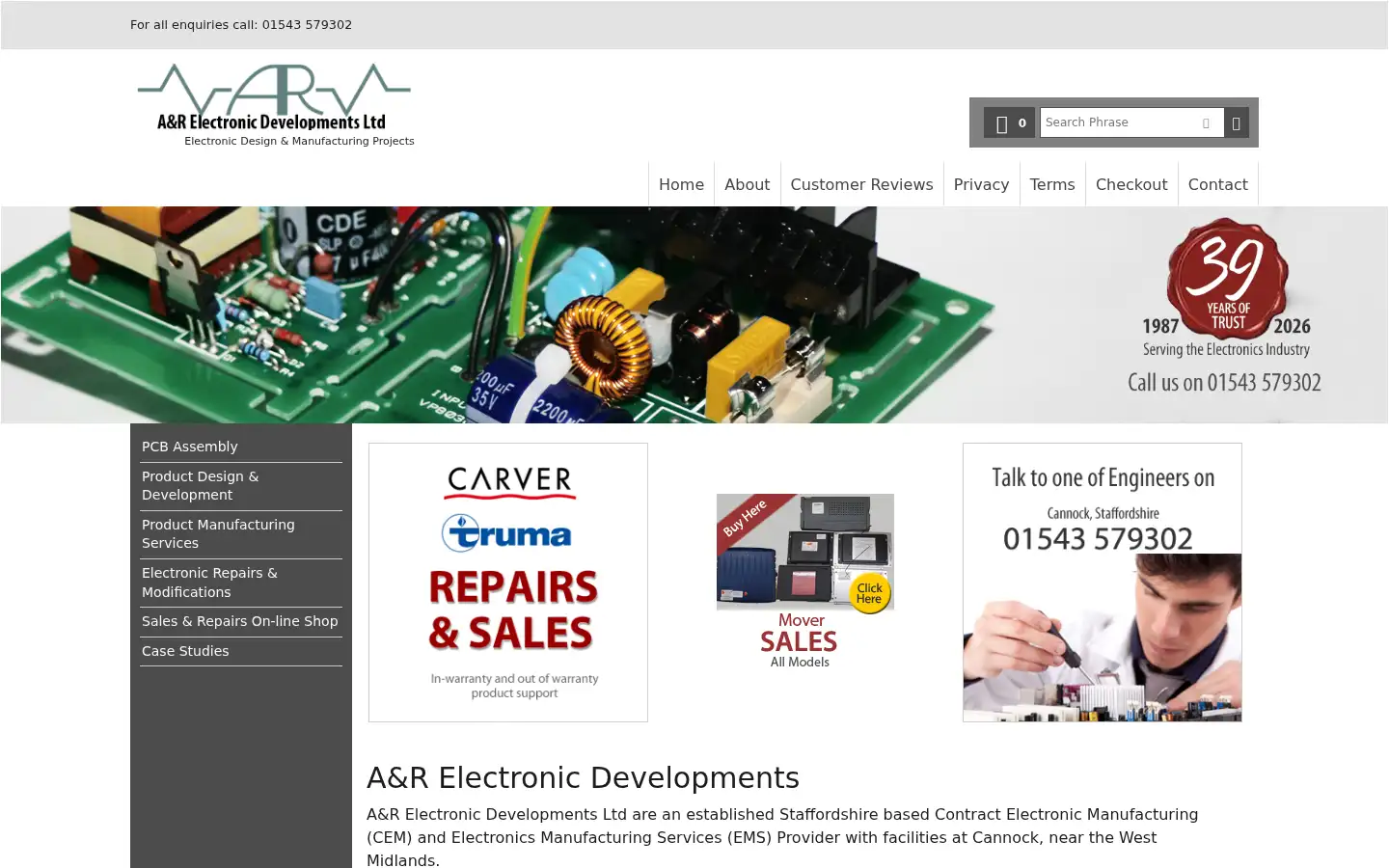 Screenshot of arelectronics.co.uk